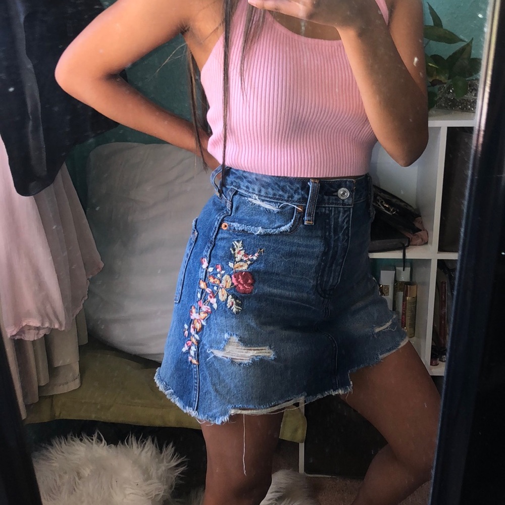 High Waisted Floral Mini Skirt